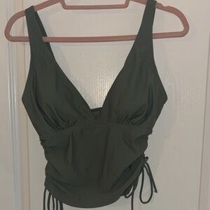 Dark Green Ruched Tank Top and bottom swimwear